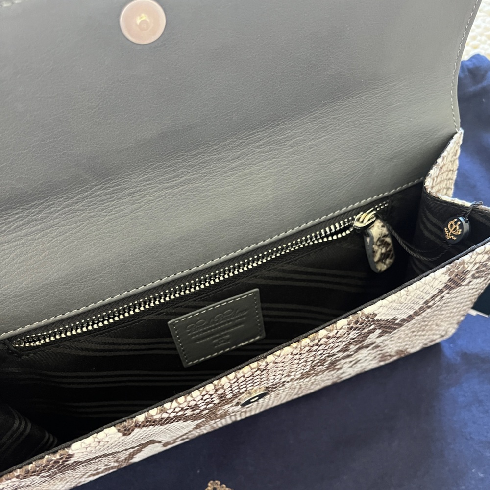 NWT Brooks Brothers Snakeskin Print Foldover/Envelope Leather Clutch - Picture 6 of 15